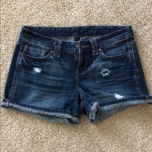 Rollover denim shorts